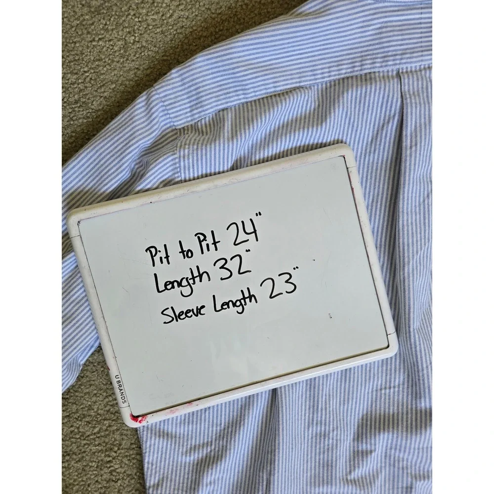 Ralph Lauren Classic Fit Blue White Striped Button Down‎ Shirt 16 32/33 Mens Lg